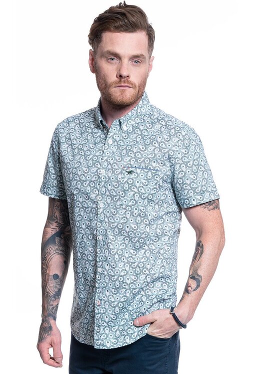 Mustang Mustang Camicia CHRIS BASIC AOP Bianco Slim Fit