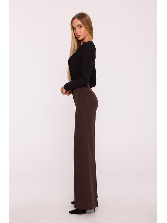 Made of Emotion Made of Emotion Spodnie materiałowe M875 Brązowy Wide Leg