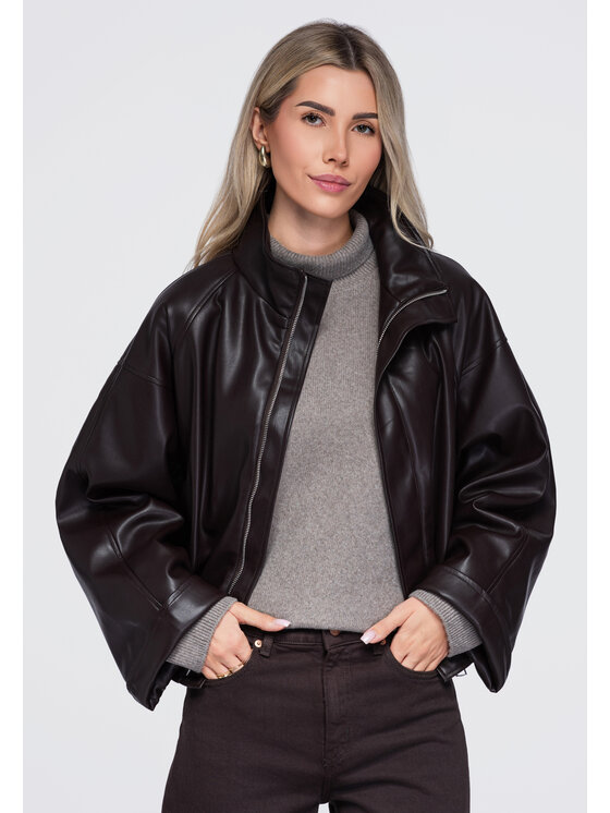 Ombre Ombre Kurtka przejściowa OW-JT-E0007 Brązowy Oversize