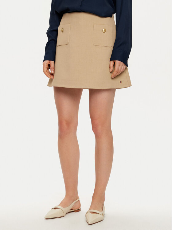 Tommy Hilfiger Tommy Hilfiger Mini sukně WW0WW44994 Béžová Regular Fit