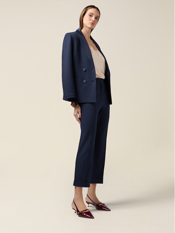 Oltre Oltre Pantaloni di tessuto P079R108899N034 Blu Cropp Fit