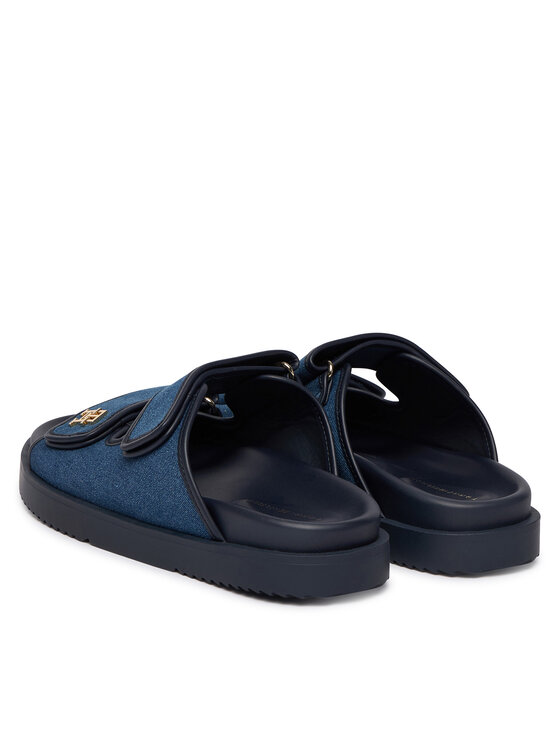 Tommy Hilfiger Tommy Hilfiger Παντόφλες Double Strap Denim Sandal FW0FW09123 Μπλε