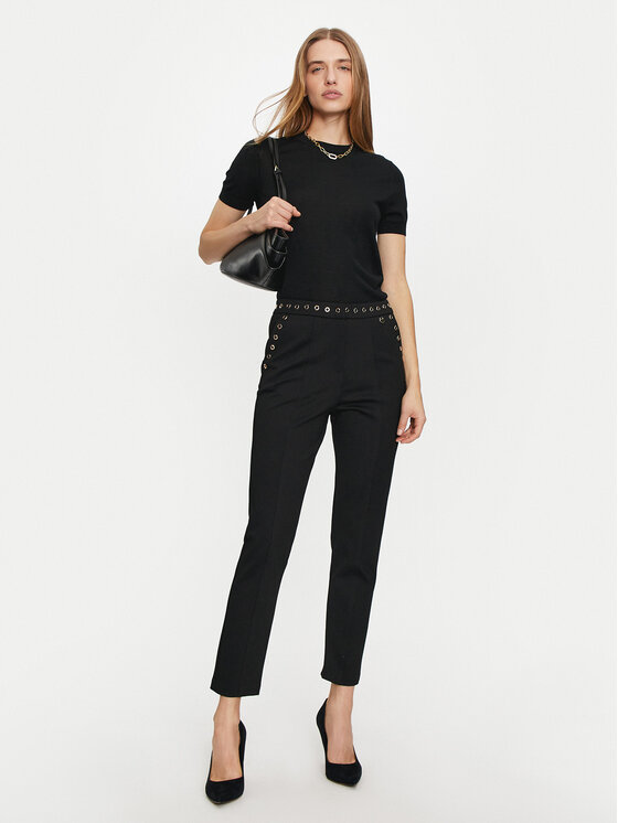 LOLA CASADEMUNT LOLA CASADEMUNT Spodnie materiałowe LF2414008 Czarny Regular Fit