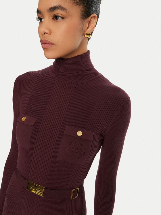 Elisabetta Franchi Elisabetta Franchi Rochie tricotată AM-25B-46E3-V440 Vișiniu Slim Fit
