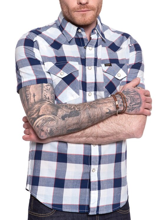 Lee Lee Koszula SS WESTERN Biały Slim Fit
