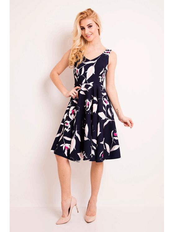 Awama Awama Sukienka koktajlowa L038 Granatowy Basic Fit