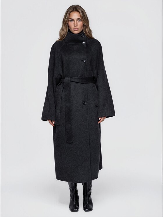 Ombre Ombre Płaszcz przejściowy OW-CT-E0035 Czarny Relaxed Fit