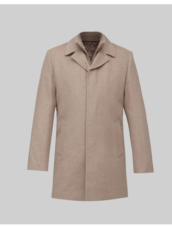 Borgio Borgio Płaszcz wełniany serre_bz Beżowy Slim Fit
