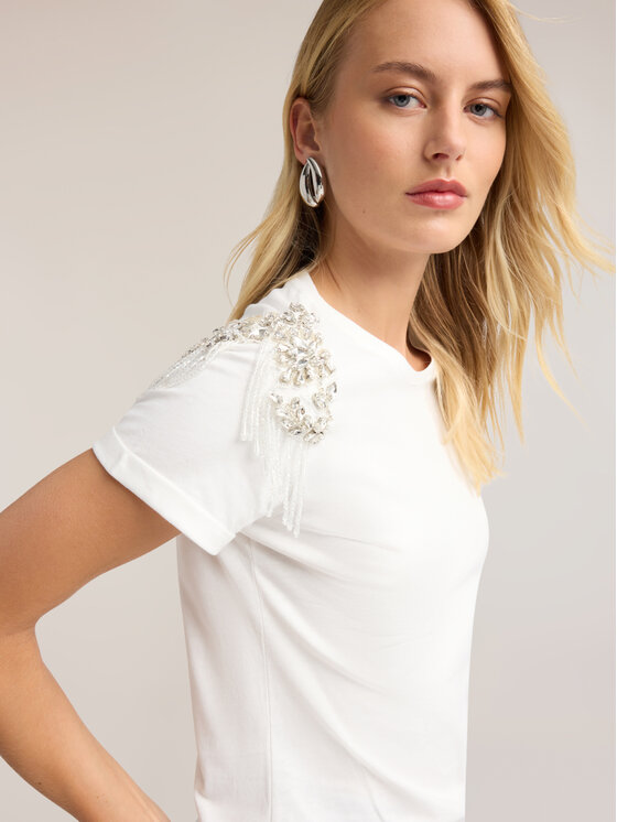 Motivi Motivi T-Shirt G03YW003832N011 Biały Regular Fit
