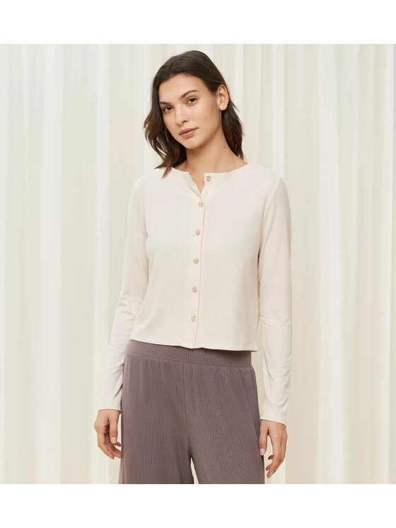 Triumph Triumph Kardigan Natural Spotlight Rib Cardigan Écru Regular Fit