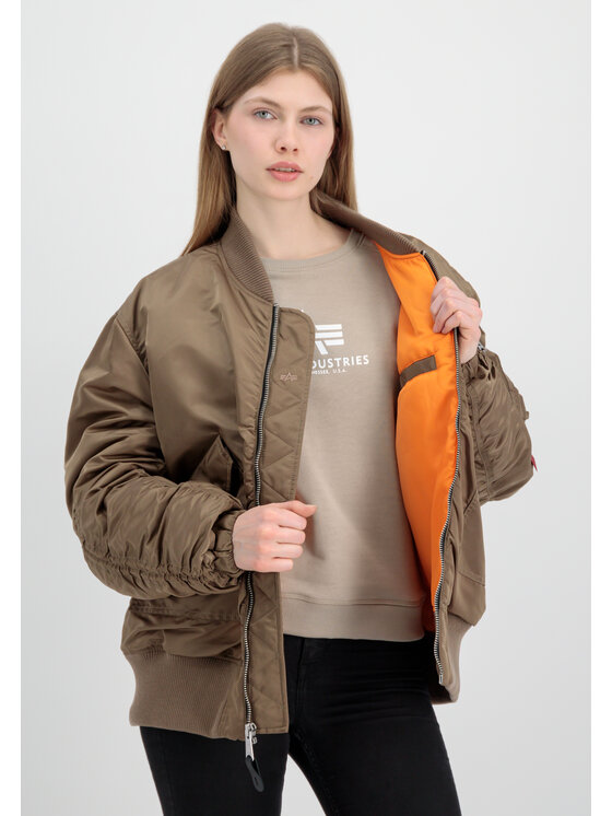 Alpha Industries Alpha Industries Kurtka bomber CWU MA-1 No Cords Bomber Jacket Women Brązowy Oversize