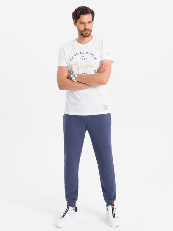 Ombre Ombre Teplákové kalhoty OM-PASK-0129 Tmavomodrá Regular Fit