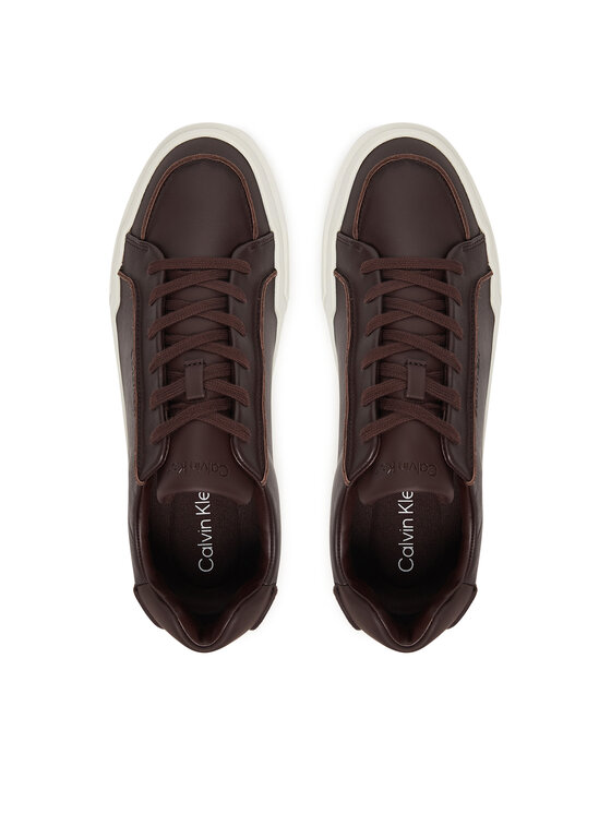 Calvin Klein Calvin Klein Sneakersy Chunky Cupsole Lace Up Lth Pinch YM0YM01454 Bordowy