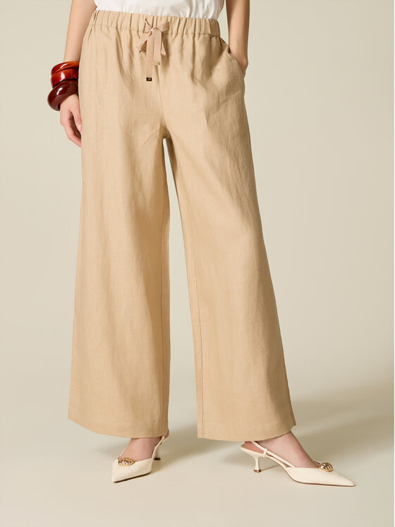 Oltre Oltre Spodnie materiałowe P060J102596N0R2 Kremowy Regular Fit