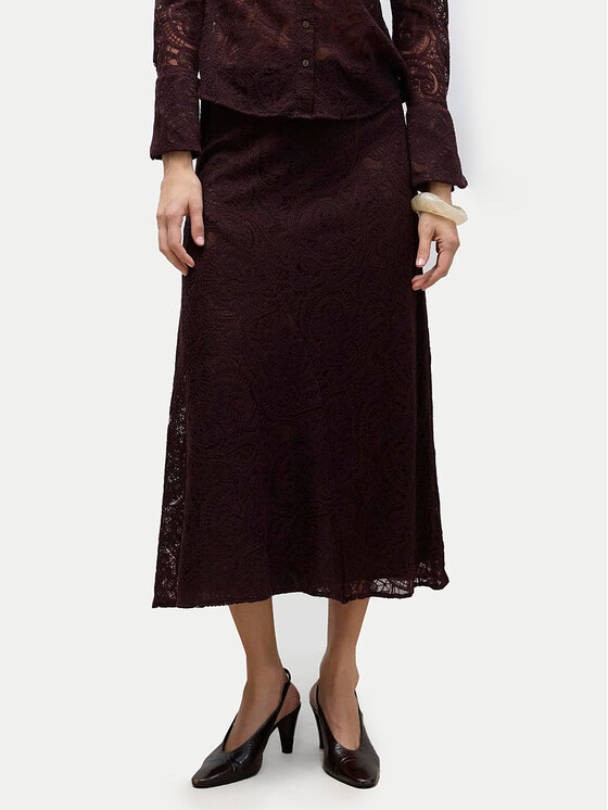 Vero Moda Vero Moda Midi szoknya Urshila 10336946 Bordó Regular Fit