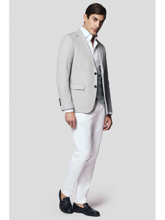 Lancerto Lancerto Marynarka Terralba MA131125000009 Szary Slim Fit