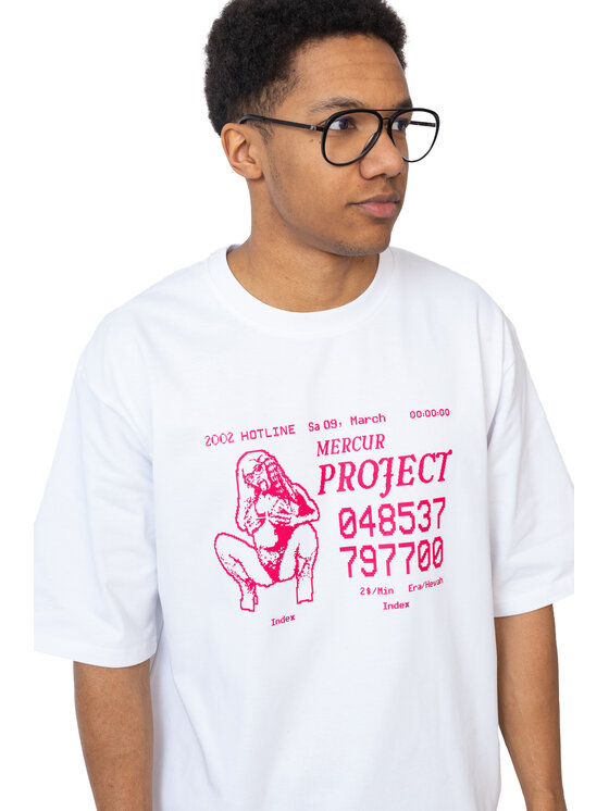 Mercur Mercur T-Shirt Hotline Biały Comfortable Fit