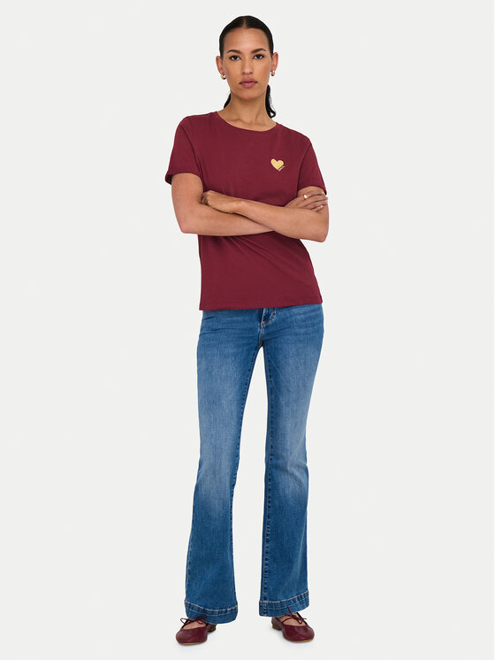 ONLY ONLY T-Shirt Kita 15244714 Bordowy Regular Fit