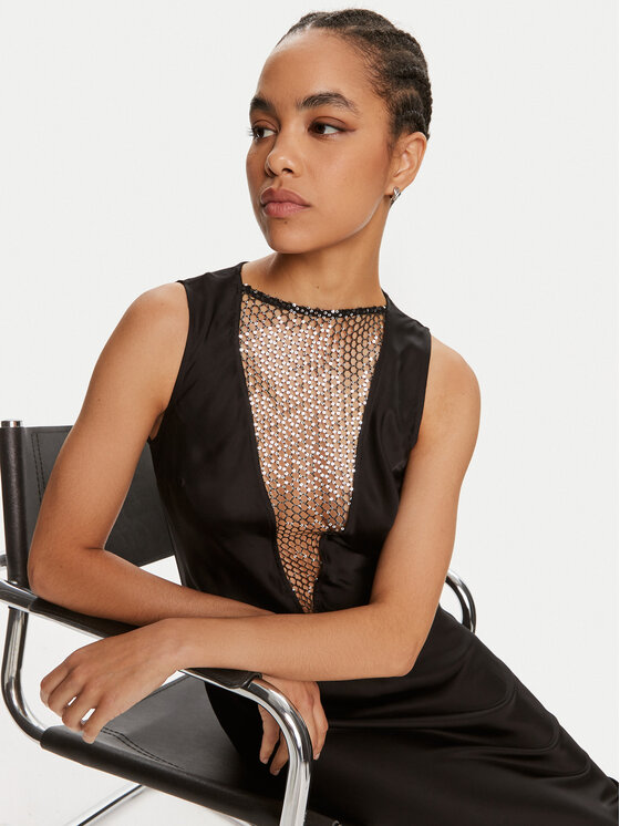 ROTATE ROTATE Cocktail obleka Arianna 112540100 Črna Slim Fit
