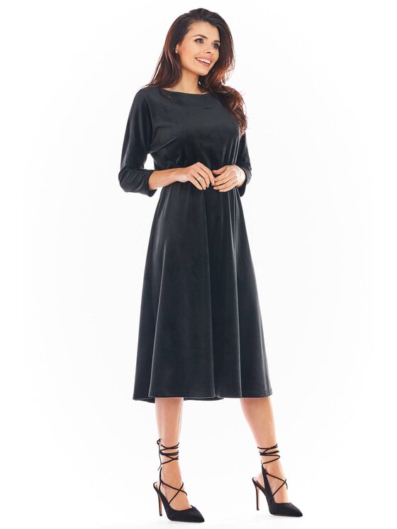 Awama Awama Sukienka dzianinowa A407 Czarny Basic Fit