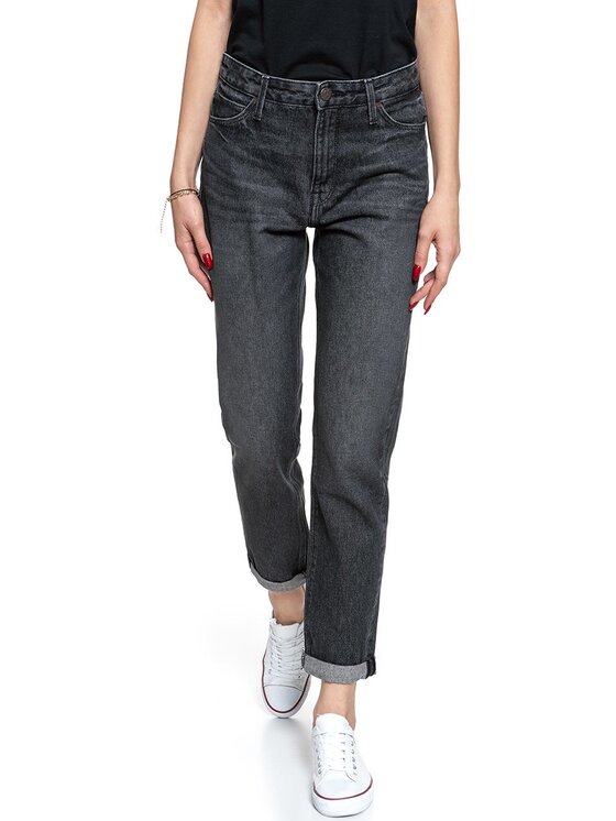 Lee Lee Jeansy MOM STRAIGHT Czarny Regular Fit