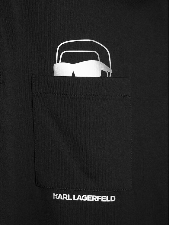 KARL LAGERFELD KARL LAGERFELD Тениска с яка и копчета 745127 561225 Черен Regular Fit