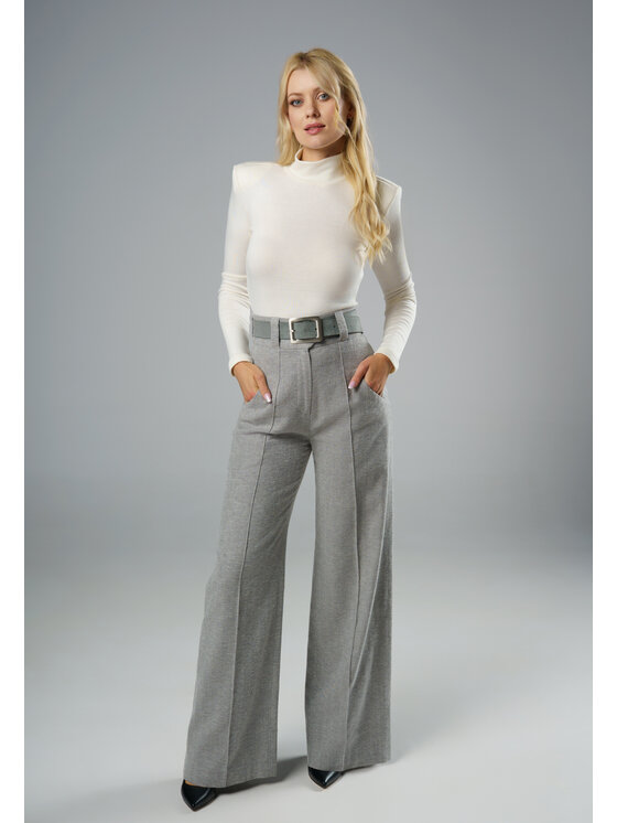 Kasia Zapała Kasia Zapała Spodnie materiałowe Eman Szary Slim Fit
