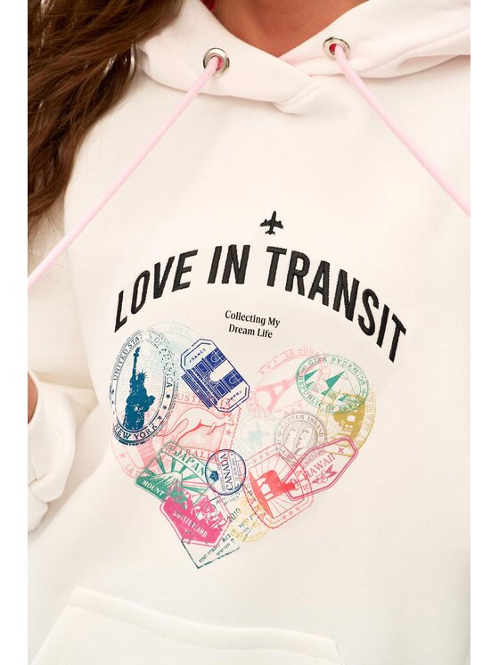 NAOKO NAOKO Bluza Love in Transit Biały Loose Fit