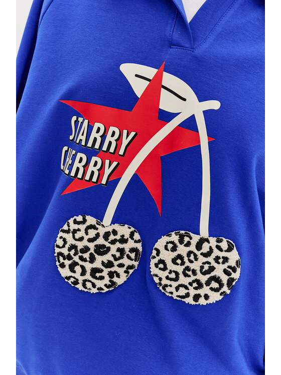 NAOKO NAOKO Mikina Starry Cherry Modrá Regular Fit