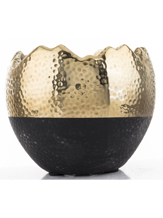 MIAhome MIAhome Osłonka czarno-złota kamionka 12,5x14x14 cm Złoty