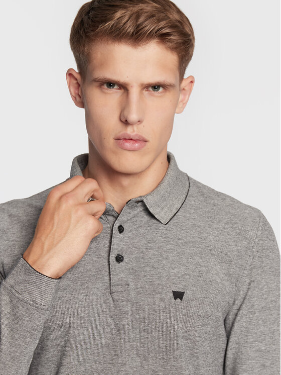 Wrangler Wrangler Polo Pique W7F9KH100 112131817 Szary Regular Fit