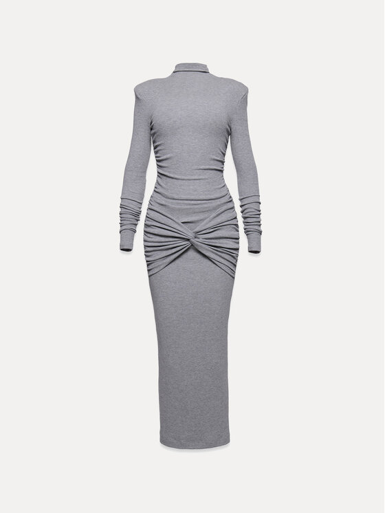 La Mania La Mania Sukienka dzianinowa ISLA Szary Basic Fit