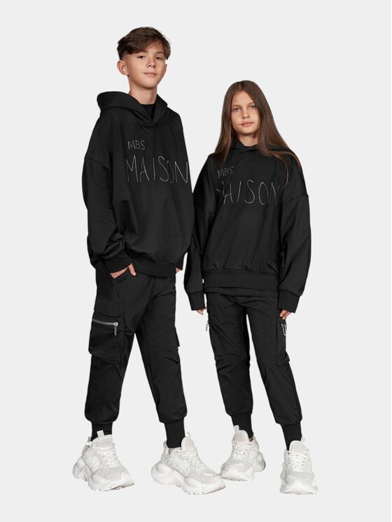 MADE BY SOCIETY MADE BY SOCIETY Spodnie materiałowe CARGO - P37699 Czarny Basic Fit