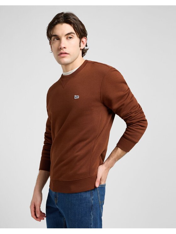Lee Lee Bluza PATCH CREW SWS Brązowy Comfort Fit