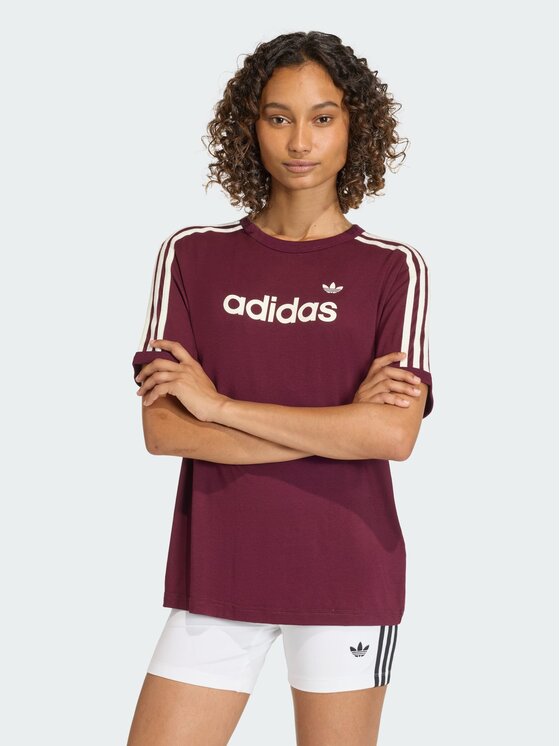 adidas adidas T-Shirt LINEAR TEE Bordowy Regular Fit