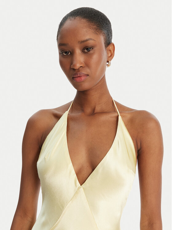 Bardot Bardot Vakarinė suknelė Yve Contrast Halter 59315DB Geltona Slim Fit