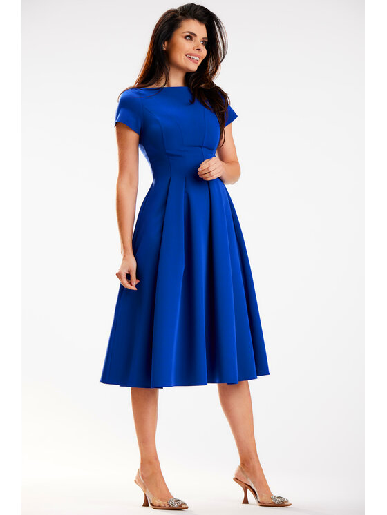 Awama Awama Sukienka letnia A569 Niebieski Basic Fit