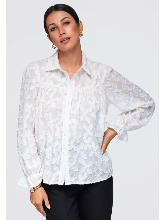 Ombre Ombre Koszula OW-SH-E0074 Beżowy Relaxed Fit