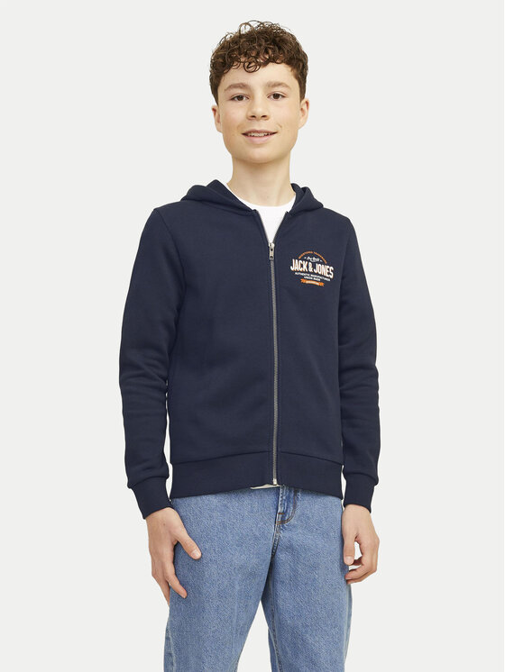 Jack&Jones Junior Džemperis ar kapuci Logo 12258858 Tumši zils Regular Fit