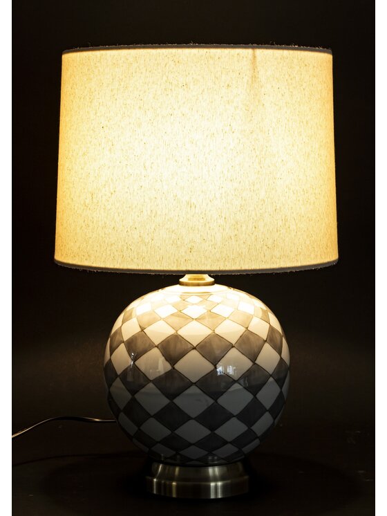 MIAhome MIAhome Lampka nocna ceramiczna LAVIA w kratkę Beżowy
