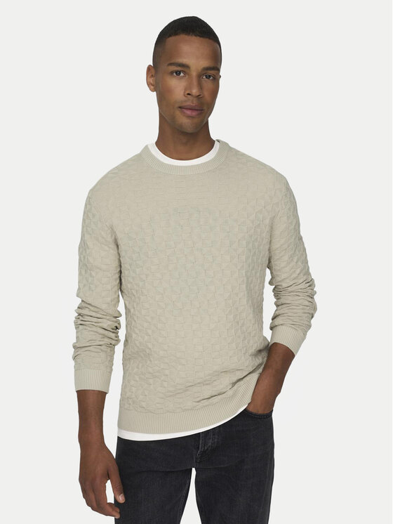 Only & Sons Only & Sons Sveter 22026559 Béžová Regular Fit