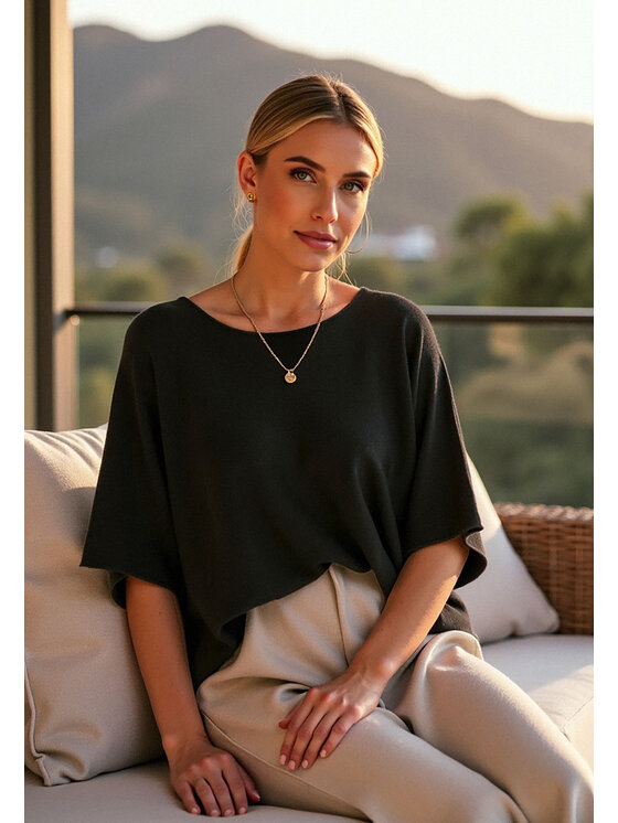 FIGL FIGL Sweter M1102 Czarny Oversize