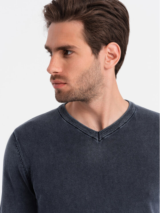Ombre Ombre Sweter OM-SWOS-0108 Granatowy Fitting Fit