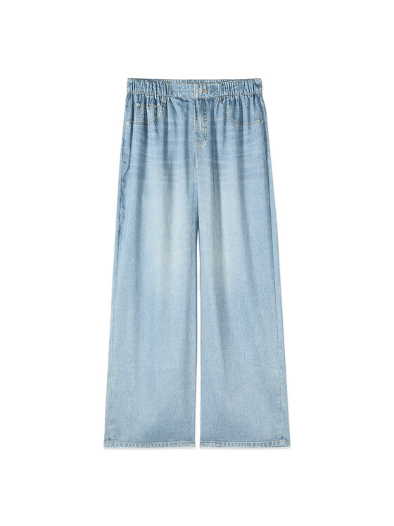 Oltre Oltre Spodnie materiałowe P056J002557N004 Turkusowy Baggy Fit