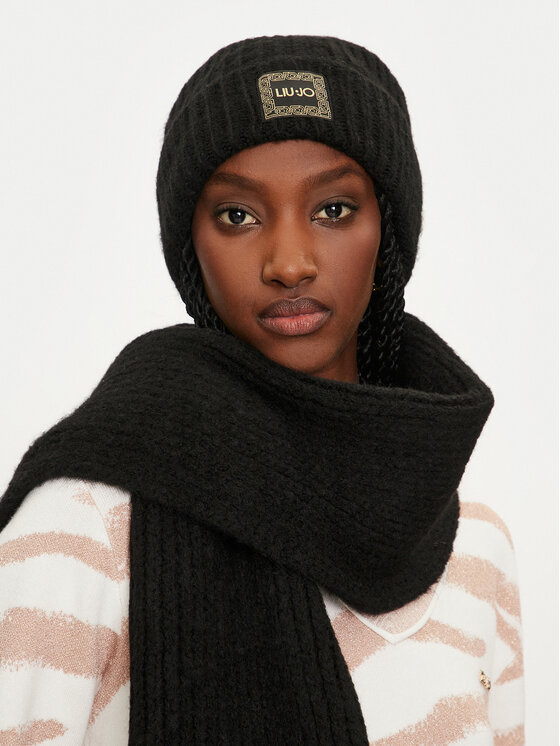 Liu Jo Liu Jo Šalles un cepures komplekts Set Sciarpa Beanie 2F4036 M0300 Melns