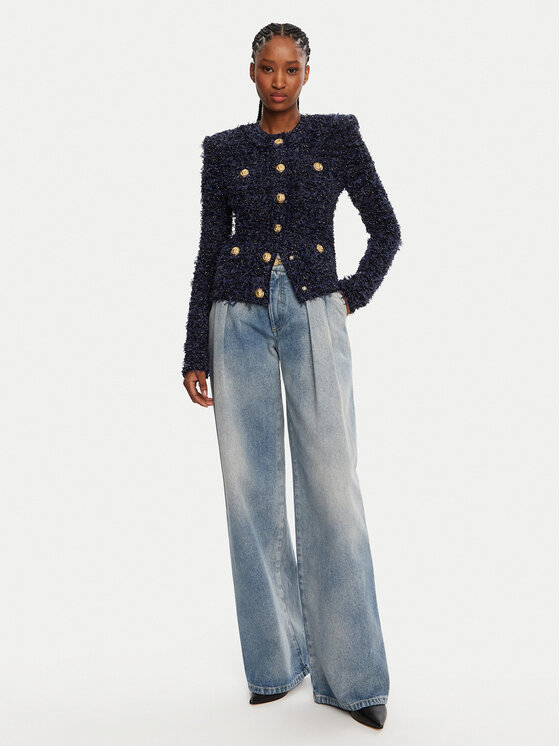 Balmain Balmain Kardigán DF0SK249KH74 Sötétkék Regular Fit
