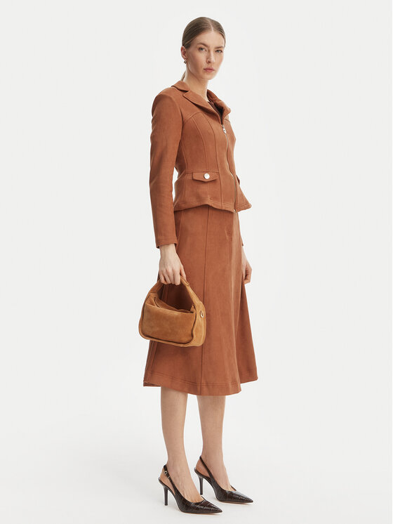 Rinascimento Rinascimento Φούστα από απομίμηση δέρματος CFC0127915003 Καφέ Regular Fit