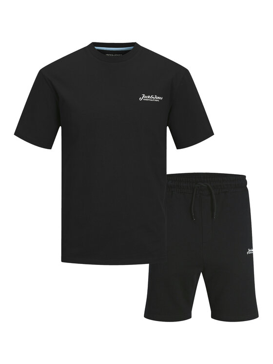 Jack & Jones Jack & Jones Set tricou și pantaloni scurți sport Beau 12277466 Negru Relaxed Fit