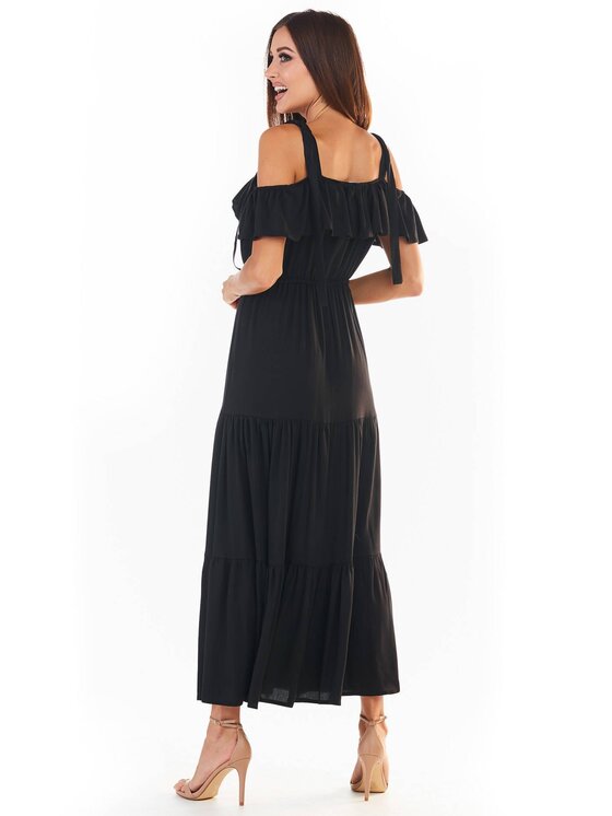 Awama Awama Sukienka letnia A358 Czarny Basic Fit