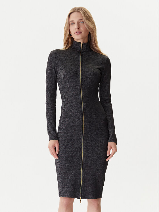 Just Cavalli Just Cavalli Kleid für den Alltag 79PAO905 J0251 Schwarz Slim Fit